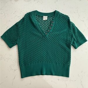 Teal Knit Short Sleeve Sweater
